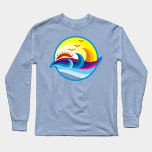 Ocean Seascape Nature Landscape with Beautiful Morning Sun Rise on an Ocean Horizon Long Sleeve T-Shirt